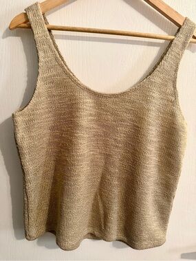 mark. Metallic Beige Knit Tank Top